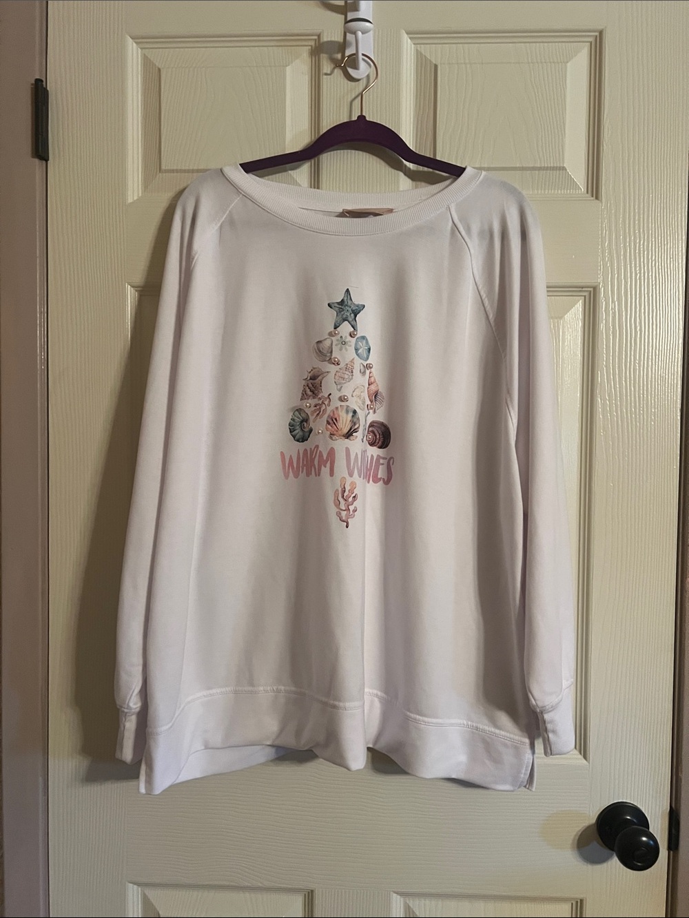 Philosophy White 'Warm Waves' Seashell Graphic Crewneck Sweatshirt